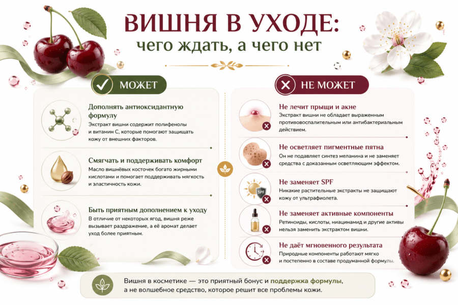 Вишня в уходе за кожей: что может и чего не может экстракт вишни