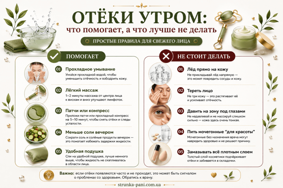 Отёки утром: что помогает, а что лучше не делать