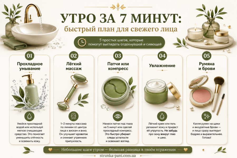Утро за 7 минут: быстрый план для свежего лица