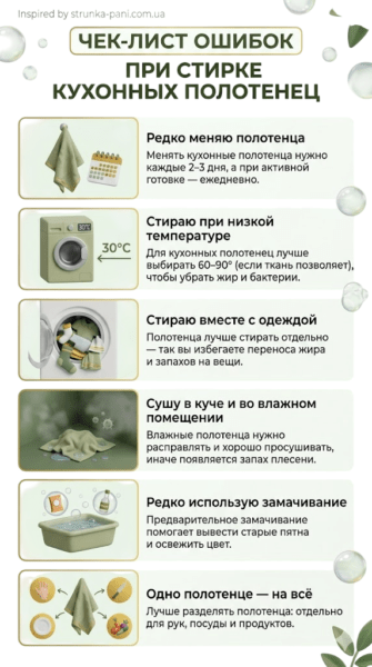 Ошибки при стирке кухонных полотенец