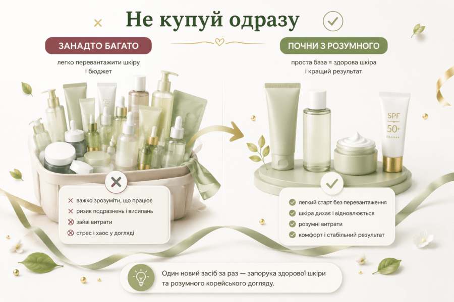 Не купуй одразу багато засобів для корейського догляду: проста база без перевантаження шкіри