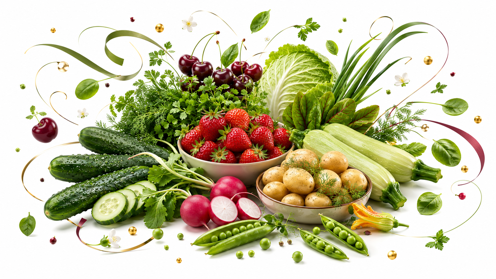 Сезонні продукти червня: полуниця, черешня, овочі та зелень