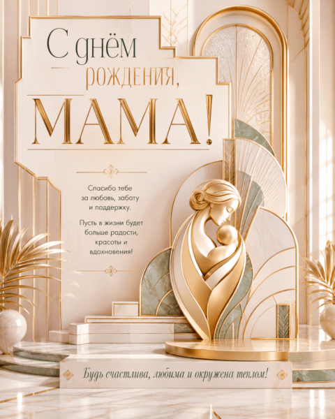 Открытка с днём рождения маме в стиле ар-деко