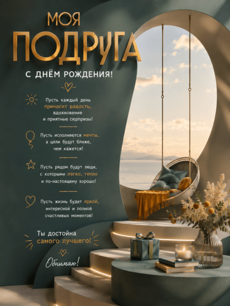 Моя подруга — с днём рождения!