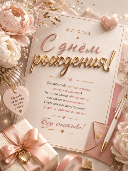 Нежная 3D-открытка с днём рождения дорогой маме