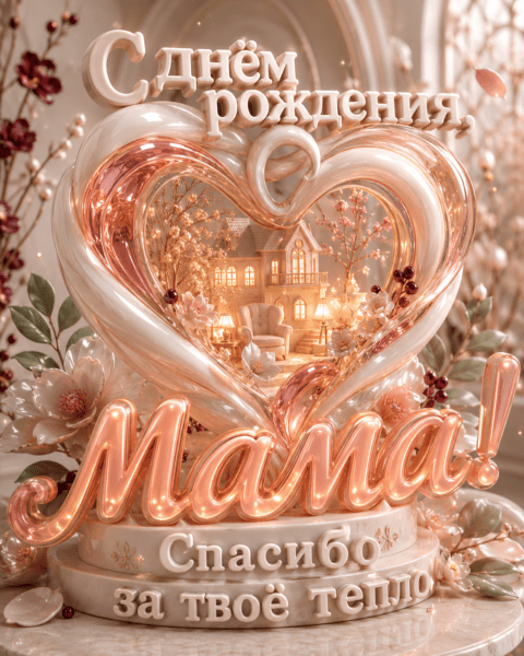 Объёмная 3D-открытка маме «Спасибо за твоё тепло»