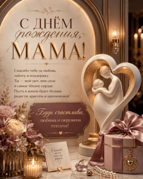 Премиальная 3D-открытка с днём рождения маме
