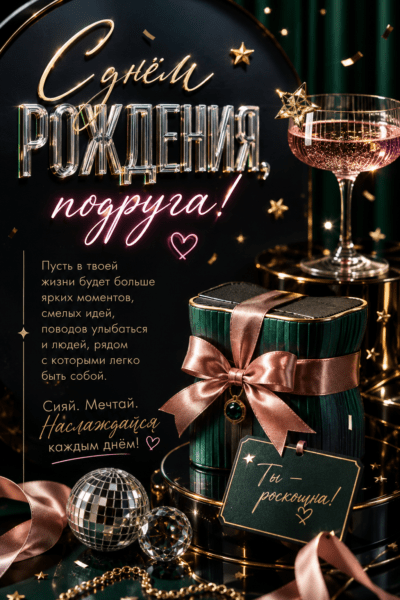 Роскошная 3D-открытка с днём рождения подруге