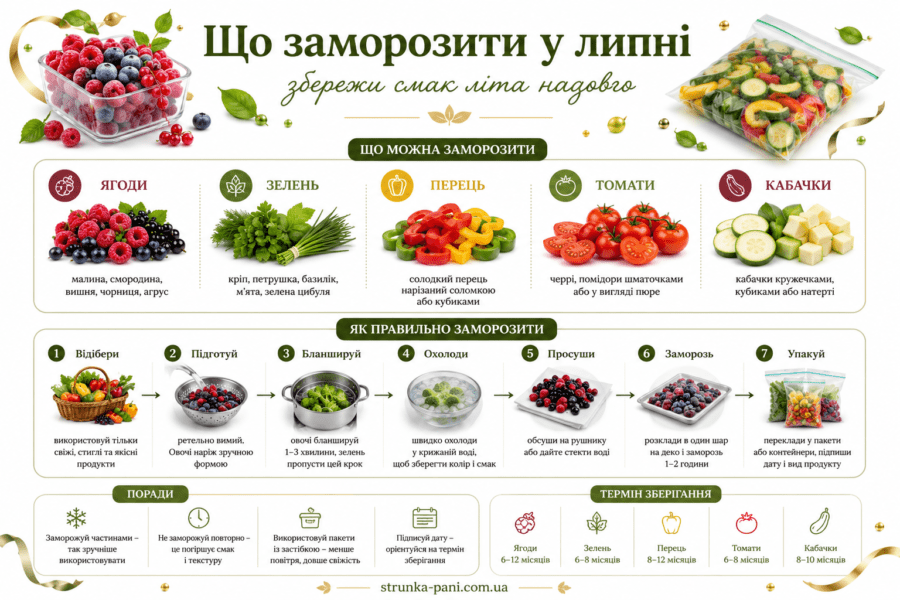 Що заморозити у липні: ягоди, зелень, овочі та фрукти на зиму