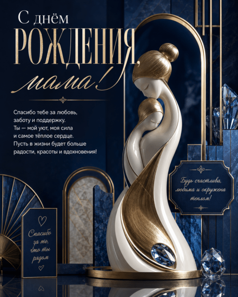 Элегантная 3D-открытка с днём рождения маме